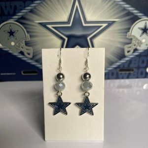 Dallas Cowboys beaded earrings with charm